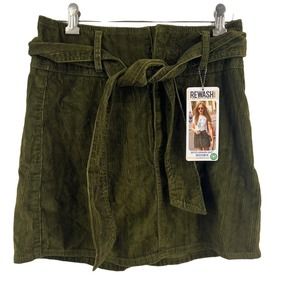 Rewash Green Corduroy Belted Mini Skirt Size 5 / 27‎ New